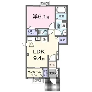 サンパレス木田A【1階】の間取り