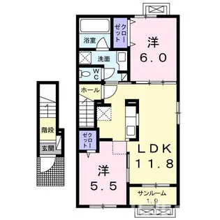 ボヌール源【2階】の間取り