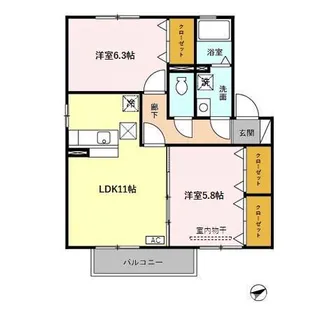 タウンコートくろい駅東 Ⅱ【1階】の間取り