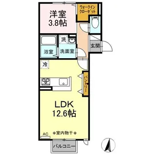 メゾンドポム【1階】の間取り