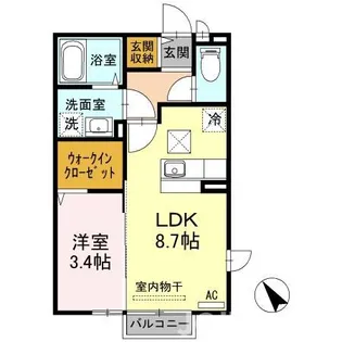 セレーノローザ【101号室】の間取り