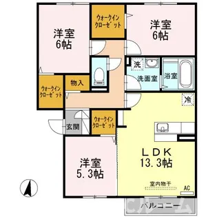 カーサ・チェントロ【3階】の間取り