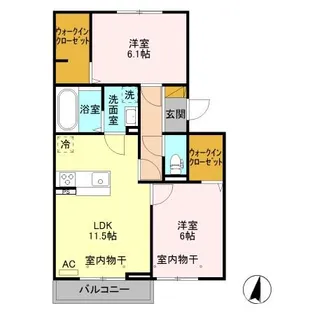 レフィナードB【3階】の間取り