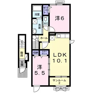 グロースフェルトB【2階】の間取り