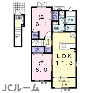 ビレッジケイツM【2階】の間取り