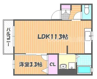 岡山県岡山市中区国富【アパート】の間取り