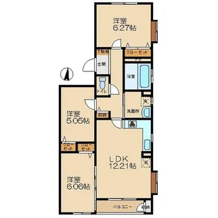 バニヤン【N-301号室】の間取り