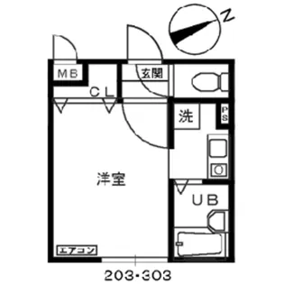 ロッシェル相模原【1-203号室】の間取り