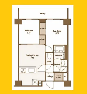 ディームス横濱神之木台 (旧ガーデナヒル神之木台)【3階】の間取り