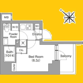 コンフォリア・リヴ横浜平沼【1階】の間取り
