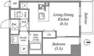 ArtizA京橋WEST【7階】の間取り
