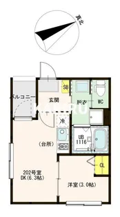 1DKの間取り画像