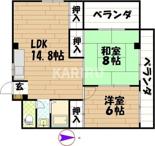 シャンボール今里Ⅱ番館【2階】の間取り