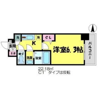 エスリード京橋グランツ【9階】の間取り