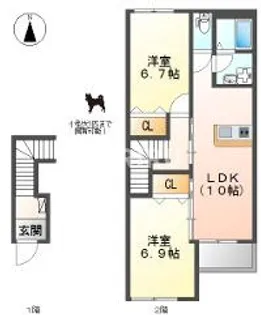 2LDKの間取り画像