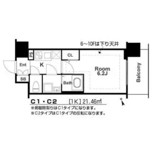 エスリード大阪城南グランデュクス【5階】の間取り