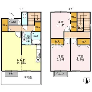 大阪府大阪市城東区放出西2丁目【テラスハウス】の間取り