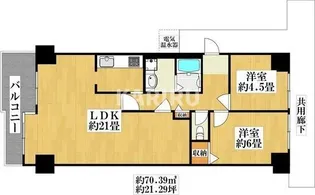 ラール関目スカイハイツ【12階】の間取り