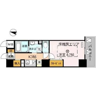 リヴィエール北梅田【3階】の間取り