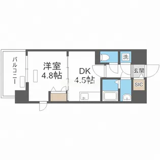 レジュールアッシュ都島ヴェルクレール【5階】の間取り