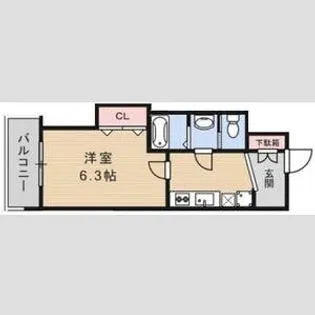 Luxe緑橋【2階】の間取り