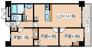 レジディア三宮東【13階】の間取り