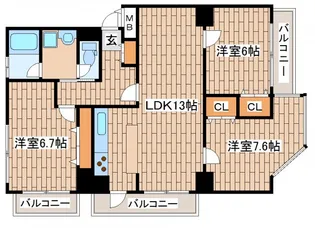 中山手セントポリア【3階】の間取り