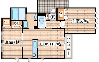 エトワール岡本【1階】の間取り