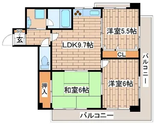 ライオンズマンション下山手第2【4階】の間取り