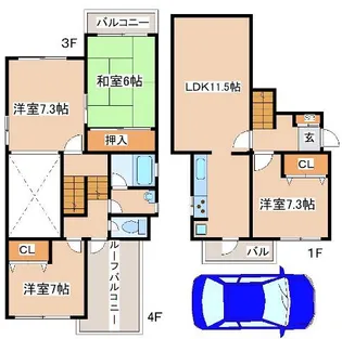 フローラ観音林【2階】の間取り