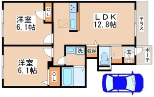 エスキュートウィズ小束台【B102号室】の間取り