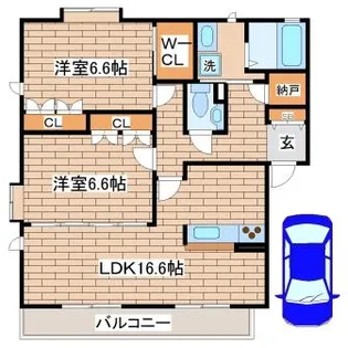 パルティール東須磨【A102号室】の間取り
