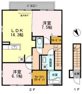 シャルマンハイムB【201号室】の間取り