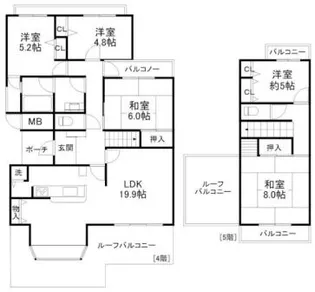 エルタウン学園Ⅳ113号棟の間取り