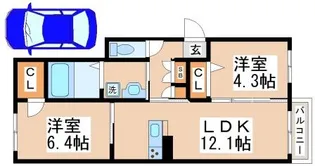シャーメゾンクオレール【203号室】の間取り
