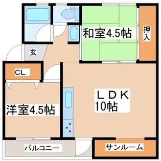 上高丸住宅A棟【5階】の間取り