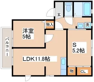 サンとざき【A202号室】の間取り
