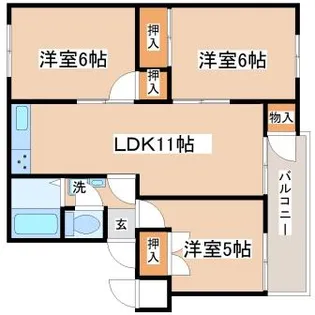 神陵台西住宅61号棟【303号室】の間取り