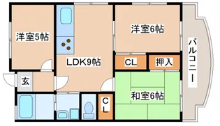落合ハイツA棟【A302号室】の間取り
