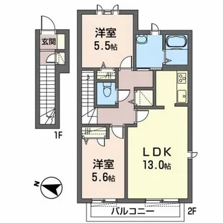 ラフィーネ須磨II【211号室】の間取り