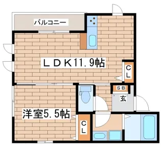 シャーメゾン上池田【102号室】の間取り