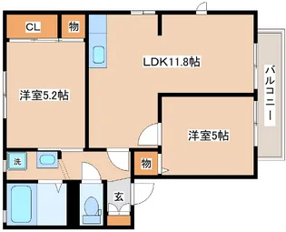 サンとざき【A202号室】の間取り