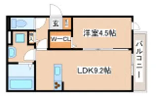 ブリランテ川西通B棟【1階】の間取り
