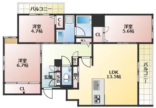 シャーメゾン諏訪山【3階】の間取り