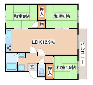 高倉台11団地55号棟【4階】の間取り