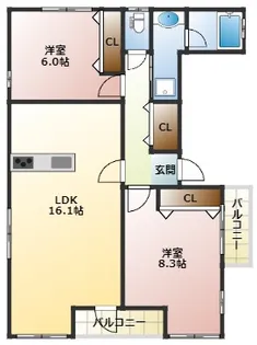 リフュージュ本山【2階】の間取り