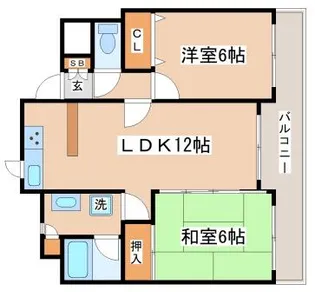 グリーンパレス塩屋【206号室】の間取り