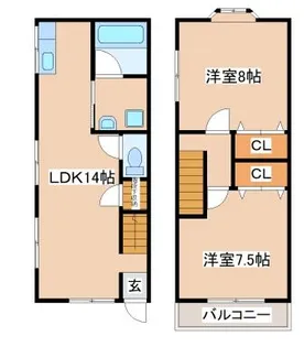 兵庫県神戸市長田区房王寺町2丁目【テラスハウス】の間取り