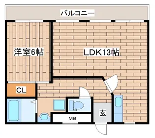 1LDKの間取り画像