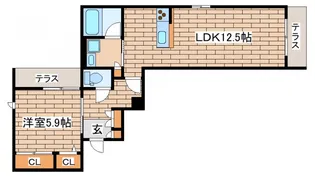 ポルテ ボヌール【101号室】の間取り